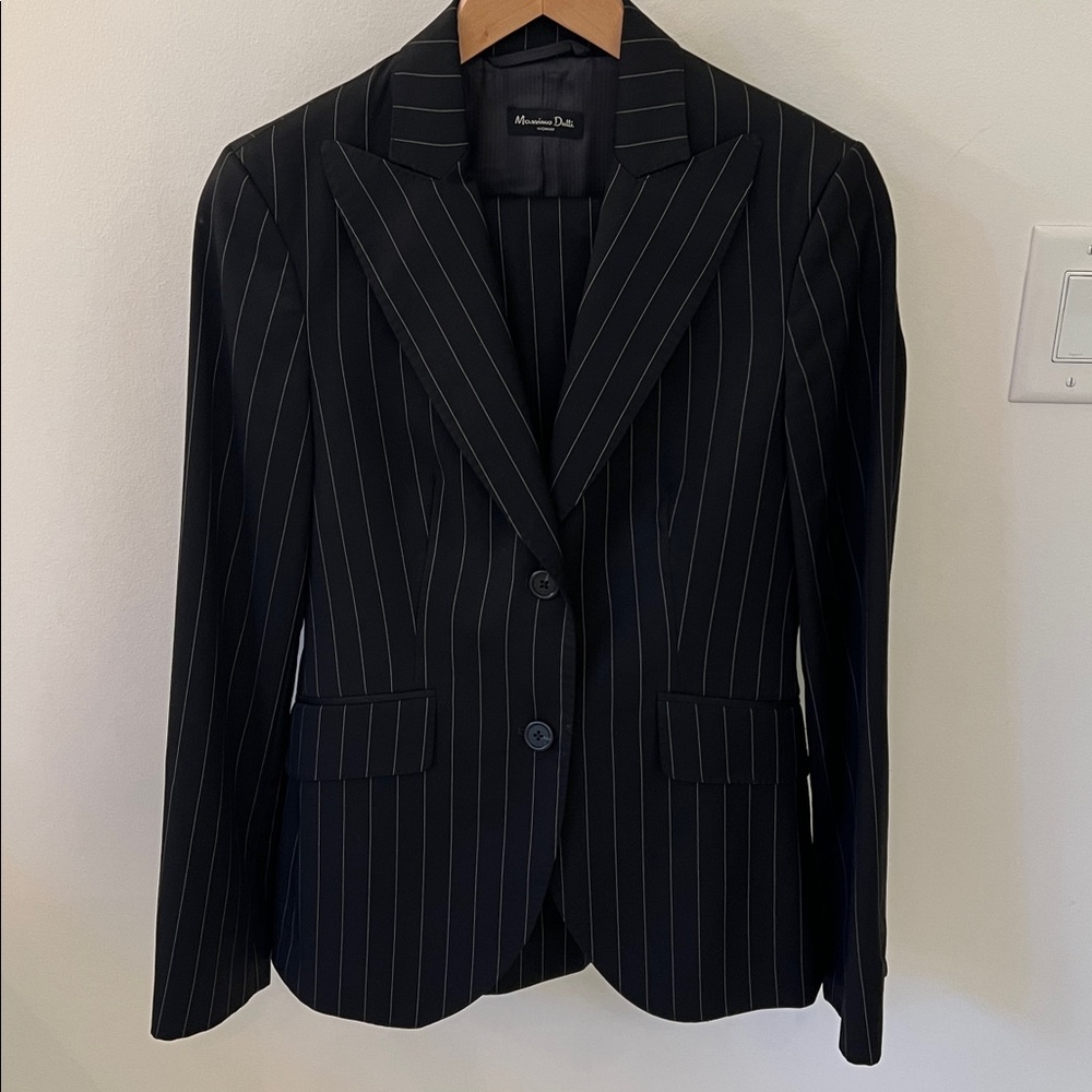 Massimo Dutti Woman Wool Striped Suit - jacket and pant